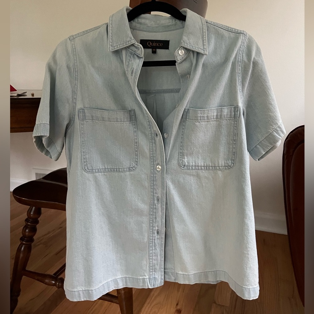 Quince Light Blue Jean Button Down Shirt